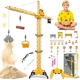 MOMOSTAR Kran Spielzeug, Ferngesteuerter Kran für Kinder, 2,4 GHz RC Spielzeugkran mit Licht und Geräusche, 128cm Großer Kranspielzeug Geschenke für Kinder Jungen ab 3 4 5 6 7 Jahren