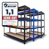 Schwerlastregal extra breit - TÜV-geprüft - XXL Breite 200 cm - Metallregal mit 1200 kg Gesamttraglast - Steckregal für Garage, Keller, Werkstatt - 2 Breiten & 3 Farben (schwarz, 177x200x60 cm)