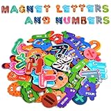 AUAUY Magnetische Buchstaben und Zahlen, Lernspiele, Kühlschrankmagnete für Kinder - Buchstaben- und Zahlenmagnete für Kinder - ABC- und Rechtschreiblernressourcen