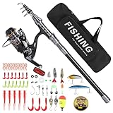 Achort Teleskopangel 1,8m Angelrolle Angelruten-Spule Kombi...