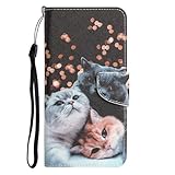 Rnrieyta Miagon für Xiaomi Poco X5 Pro 5G/Redmi Note 12 Pro 5G Hülle,PU Leder Handyhülle mit Kartenfach Ständer Tasche Flip Brieftasche Magnetische Bunt Malerei Schutzhülle Case Etui,Katze Familie