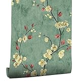 myforHD Tapete Selbstklebende Fototapete Wandpapier Blume Folie Dekorfolie Möbelfolie Klebefolie Pflanzen Laub Blumen Design Grün Deko Panel Vintage Wanddeko Wandtapete Wohnzimmer Schlafzimmer