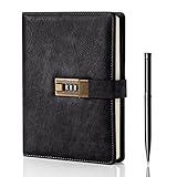 WEMATE Tagebuch mit Schloss, A5 PU Leder Journal mit Schloss...