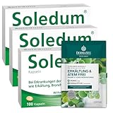 Soledum Kapseln | 3 x 100 Erkältungskapseln mit Cineol bei Erkrankungen der Atemwege wie Bronchitis, Sinusitis | inkl. 80g Dermasel Erkältungsbad im Sparset | 3er Pack