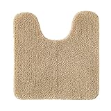 MIULEE Badematte WC Vorleger Badteppich Fußmatte Flur 1 Stück U Förmige Deko Matte Badteppiche Dekoration rutschfest Saugfähig für Wohnzimmer Badezimmer Toilett WC 45x45cm Beige