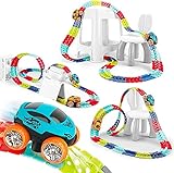 Autorennbahn Autorennbahn Rennbahn Auto Spielset Inklusive 138 Stück Tracks Rennbahn Racetrack Spielset für Kinder ab 3 Jahre alt