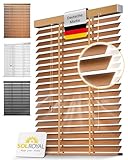 Sol Royal Holzjalousie 50 mm Lamellen extra breit – Fensterjalousie 105x180 cm Holzrollo einfache Montage Wand & Decke – Blickschutz Jalousie Fenster & Tür Massivholz Echtholz Rollo Eichenoptik – BE5