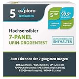 Exploro Hochsensibles 7-Panel Urin Drogentest Kit – Drogentest Multi für die 7 Gängisten Drogen – 5 Einzeln Versiegelte Testkarten zum Schnelltest - Drogenschnelltest mit 99,9% Genauigkeit