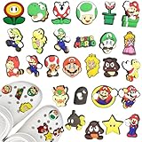 Schuh Charms für Clogs, 27pcs Schuhanstecker Cartoon Super Bros Schuhanhänger, DIY Schuh Pins Stecker Aufstecker Anstecker Set, Abnehmbare PVC Shoe Deko Zubehör für Kinder Jugendliche Erwachsene