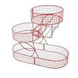 FytStycale Obstkorb 3 Stufe Obstschale Großkapazität Metalldraht Arbeitsplatte Aufbewahrungskorb für Vegetarische Snackkartoffel Zwiebel Speisekammer, Rot