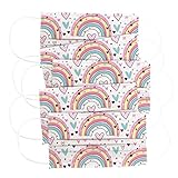 CRAZE 5er Set bunte Mundmaske für Kinder Einwegmaske Gesichtsmaske 3-lagig Maske mit Motiv Gesicht und Nase Kindermaske Lovely Rainbow Regenbogen 32138, 5er kinder lovely rainbow 32138