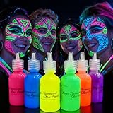 [6 x 28ml] iLC UV-Licht Bodypainting Schminke Schwarzlicht Körperfarbe für Body und Facepainting Fluoreszierende knalligen Neon Farben Körpermalfarben
