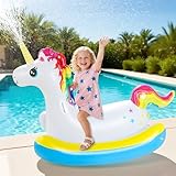 Aragallant Einhorn Aufblasbar Wassersprinkler Kinder Outdoor, Wasserspielzeug Einhorn Sprinkler Rasensprenger für Kinder Erwachsene Garten Pool Hof Sommer Party