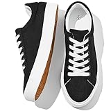 Witwatia Damen Casual Canvas Schuhe Low Top Play Fashion Sneakers Damen Canvas Tennis Schuhe Schnürschuhe Bequeme Weiße Segeltuchschuhe für Mädchen, Schwarz, 37 EU