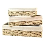 3 Stück Weiden-Aufbewahrungskorb, handgewebt, Papierseil, Regalkörbe, Aufbewahrungskörbe, Organisation, Nistkörbe, Beige