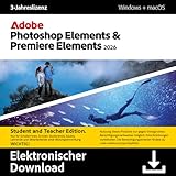 Adobe Photoshop 2026 & Premiere Elements 2026 |Student & Teacher Edition | 3-Jahreslizenz | 1 Gerät │1 Benutzer│PC/Mac│Digital Download