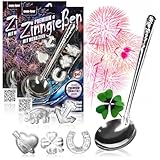 com-four® Premium Zinngießen mit 10 extra schweren Figuren und 2 Löffeln, Silvestergießen das Wahrsagerei-Partyspiel die gesunde Alternative zum Bleigießen - big pack (BEST - 5g - 12-teilig)