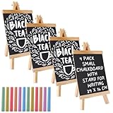 AKOLAFE 4 Stück Kreidetafel mit Ständer 29 x 16cm Schiefertafel zum Beschriften Kleine Kreidetafel zum Beschriften mit 12 Kreide kreidetafel Klein für Wohnzimmer, Geschäft, Restaurant, Hochzeit, Party