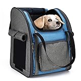 HAPPY HACHI Katzenrucksack Hunderucksack Tragbare Haustier Rucksack, Faltbare Katzen Transport Rucksack mit Netzfenster, Wasserdichtes Welpen Rucksack Hundetasche für Hunde