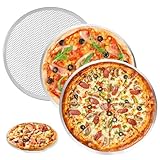 Miawtro Pizzablech, 3 Backbleche für den Ofen, antihaftbeschichtet, 30,5 cm, mit schneller Wärmeleitung und einfachem Entformen, Aluminium-Pizzablech mit perforiertem Design, Pizzaschiebe für Backofen