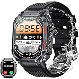 Smartwatch Herren mit Telefonfunktion, 2,02' Robuste Outdoor Touchscreen Uhren, 110+ Sportmodi Fitnessuhr, 5ATM Wasserdicht, 24H Gesundheits-Screening, Militär Smartwatch mit Kompass für Android iOS