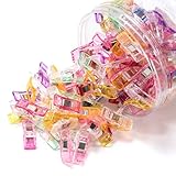 Nähklammern Stoffklammern, 100 Stück Kunststoff Nähclips, Kunststoff-Klammernmit Messmarkierungen, Mehrzweck Nähen Clips zum Quilten, Häkeln, Basteln und Stricken, Stofffixieren