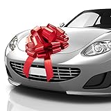 Zoe Deco Große Autoschleife (Rot, 41 cm / 16 Zoll), Riesenschleife für Auto, Geburtstagsschleife, große rote Schleife, Weihnachtsschleife für Autos, Geschenkverpackung, große Geschenkschleife