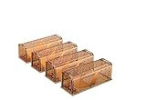 KENNEAS Mausefalle Lebend 2er Pack, Lebendfalle Maus, Wiederverwendbar, Tierfreundliche, Hochsensitive Quick Release, Keiner Kontakt mit Mäusen in der Küche im Garten Im Lager (4, Braun + Gelb)
