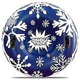 VIPNAJI Aufblasbare Schlitten Snow Tube Frostschutz Schlitten mit Griffen, 47 Zoll Wintersport Luftmatratze Klappbar Schneeröhre für Winter Outdoor Sport Kinder und Erwachsene