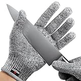 NoCry Schnittfeste Handschuhe für die Küche – Leistungsfähiger Level 5 Schnittschutz, lebensmittelechte Schnittschutzhandschuhe; Maschinenwaschbar, Rechts- und Linkshänder (Größe M, 1 Paar)