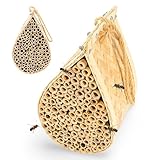 Made Easy Kit Bienenhaus - Lockt Maurer- & Blattschneiderbienen an - Natürlicher Bambus-Bestäuber-Lebensraum mit Juteseil - Hotel für Garten & Hinterhof - Umweltfreundlicher Insektenschutz