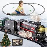 Joellfuner Elektrische Zug Spielzeug, Eisenbahn Kinder Elektrisch, Dampfzug Spielzeug mit Schienen, Dampf, Licht & Geräuschen, Weihnachtszug um den Baum Geschenk für Kinder (Zug)