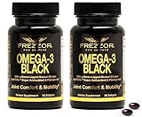 FREZZOR Omega 3 Black für Gelenkpflege & Komfort - Neuseeland Grünlippmuschelöl Kapseln; 53x höhere Potenz mit UAF1000+ Super Antioxidant, kein fischiger Nachgeschmack, 450mg (120 Stück)