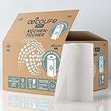 oecolife Küchentücher Box RECYCLING, 9 Rollen á 200 Blatt, Kurzblatt, Küchenrollen Großpackung, plastikfrei, nachhaltig, Haushaltsrollen, Allzwecktücher, Papiertücher, Papierhandtücher, Küchenpapier