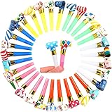 Frdelma Geburtstagsfeier Pfeifen,100 Stück Party Tröte Partytröten Luftrüssel Tröten Kindergeburtstag Party Hörner Krachmacher für Halloween, Geburtstagsfeier, Neujahr Party (Zufälliges Muster)