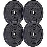 ScSPORTS® Hantelscheiben - Set, 10/20/30/40kg, 30/31mm Bohrung, Gusseisen, Schwarz - Hantelscheiben-Set, Gewichtsscheiben, Hantelgewichte, Fitness Scheiben, Gewichte für Hantel (20 KG (4 x 5 kg))