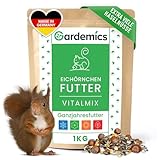 Gardemics Eichhörnchen Futter mit extra vielen Haselnüssen [1kg] I Artgerechtes Eichhörnchenfutter ohne Erdnüsse I Ganzjahresfutter für Eichhörnchen & Streifenhörnchen