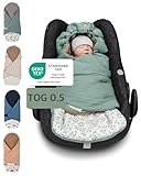 ULLENBOOM Einschlagdecke Babyschale Sommer, Aus 100% OEKO-TEX Materialien - Floral-Grün (Made in EU) - Babydecke für Autositz, Babywanne oder Kinderwagen, kuschelige Decke für Babys (0 bis 9 Monate)