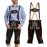 Steigenhöfer Manufaktur - Herren Echtleder Kniebund Trachtenhose - Für Oktoberfest, Feierlichkeiten und Events, Farbe: Dunkelbraun, Größe: 52