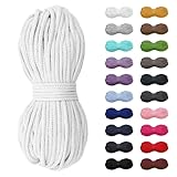 5m Baumwollkordel 5mm, Kordel, Schnur, Turnbeutel, 21 Farben (Weiß)