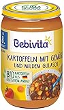 Bebivita Menüs ab dem 8. Monat - Kartoffeln mit Gemüse und mildem Gulasch, 6er Pack (6 x 220 g)