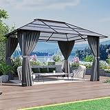 Devoko Pavillon 3x4 Wasserdicht Stabil Winterfest,Aluminium Gartenpavillon,Pavillon mit Festem Dach Protection UV,Geeignet für Außenszenen,Grau