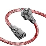 Netzkabel 3 Polig,Kaltgerätekabel 1m Nylon-Geflecht Universale Stromkabel (CEE 7/7 auf IEC60320 C13), Kaltgerätestecker gerade mit VDE für Monitore, PC, Drucker, PS3/PS4 PRO, Scanner, TV, Bildschirm