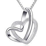 B.Catcher Damen Herz Kette 925 Silber Anhänger Halskette ''Doppel Liebe Herzen'' Schmuck 45CM Kettenlänge Geschenk für Damen/Frau/Freundin/Tochter