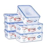 EASYLOCK 6PACK 1150ML Plastik Frischhaltedosen Set mit Deckel, Meal Prep Boxen, Aufbewahrungsbox Küche, Mikrowellengeschirr Lebensmittelbehälter, Rechteckig Gefrierdosen, Luftdicht Brotdosen