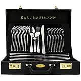 KARL HAUSMANN Besteck Set 12 personen - 72-teilig - Essbesteck Spülmaschinenfest Rostfrei - BesteckSet aus Edelstahl - Schwarz Koffer - Cutlery set 12 People - Silverware Set - Bestecksets