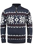 Solid SDNorwin Herren Strickpullover Troyer Grobstrick Pullover mit Stehkragen Regular fit, Größe:L, Farbe:Insignia Blue Melange (8991)