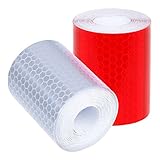 Zunedhys 2 Stück 50 mm × 3 Meter Klebeband Warnband Reflektorband Sicherheitsmarkierungsband Weiß und Rot