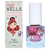 Miss Nella NEW magische Sammlung SHAZAM- abziehbarer Nagellack speziell für Kinder, rot Glitzer, Peel-Off-Formel, ungiftig, wasserbasiert und geruchsneutral