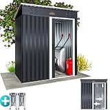 GARDEBRUK® Geräteschuppen 185x165x90cm inkl. 4 Haken Handschuhe 2m² Schiebetür Garten Metall Gartenschrank Gartenhaus Anthrazit